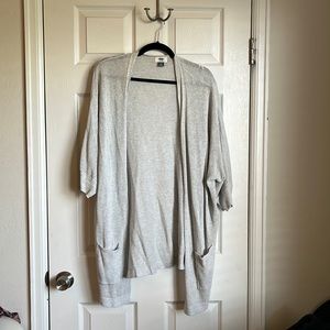 Open Weave Lightweight Three-Quarter Dolman Sleeve Cardigan